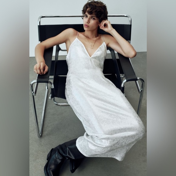 ZARA ~ SEQUINED MIDI DRESS - Picture 7 of 13